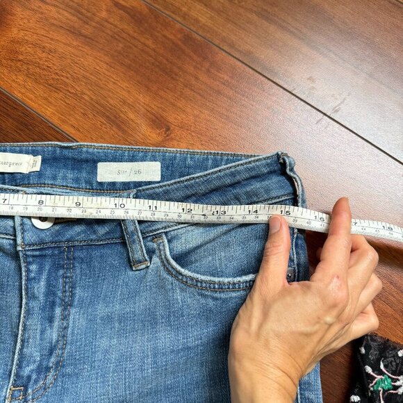 Anthropologie Pilcro and The Letterpress Sheer Embroidered Hem Jeans Sz 26 - Picture 4 of 5
